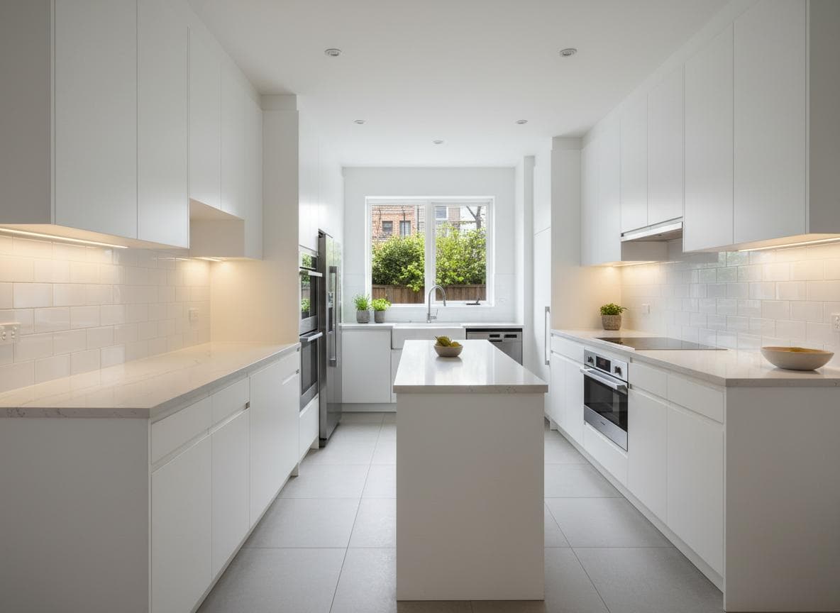 All-white minimalist kitchen renovation